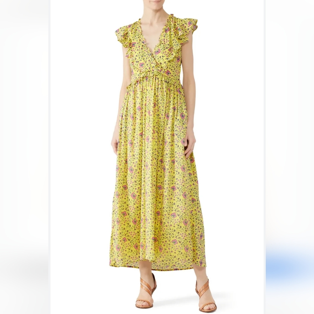 Banjanan Floral Honey Maxi Yellow Dress Size Large